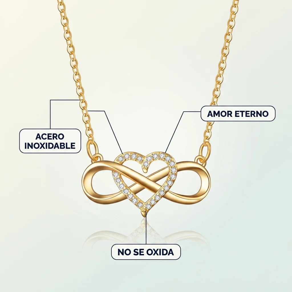 Collar Infinito Corazón Acero Inoxidable – Regalo con Amor - Image 2