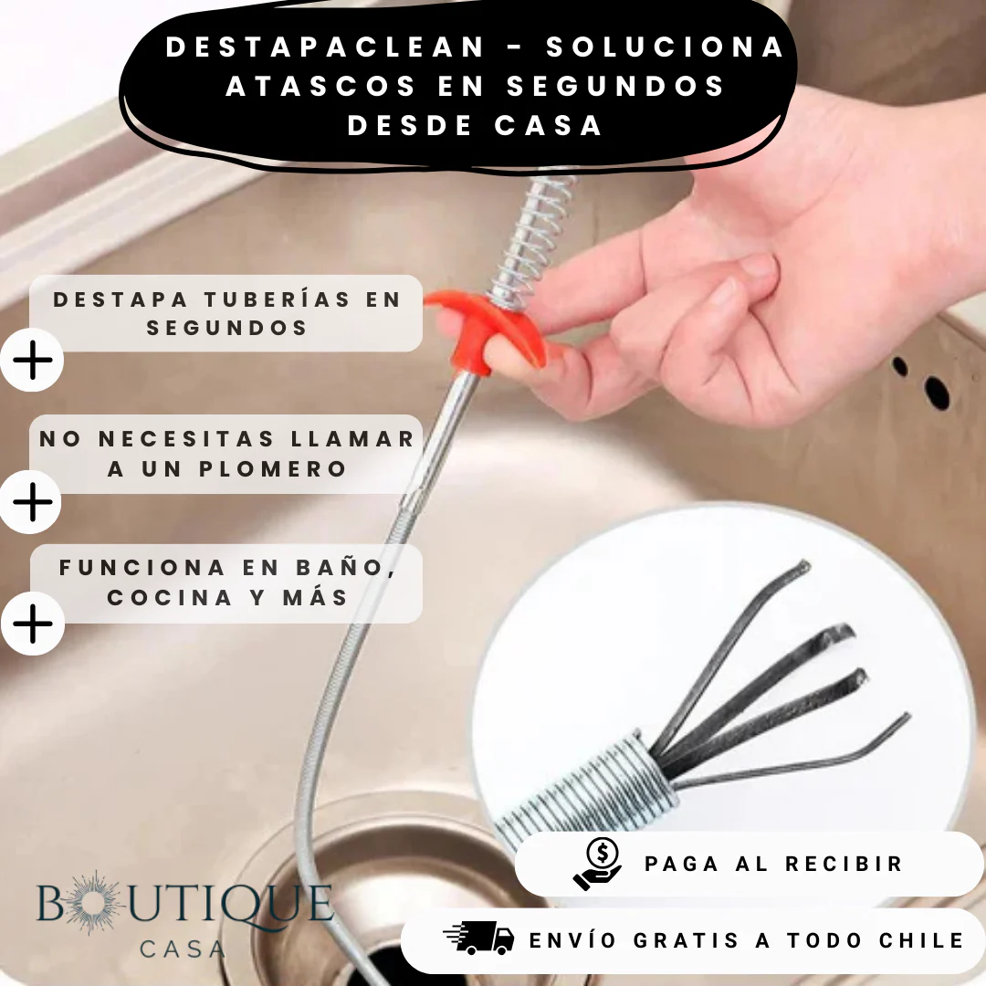 DestapaClean - Elimina Obstrucciones - Soluciona atascos en segundos desde casa