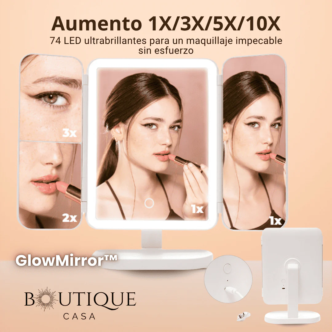 Espejo Tocador Plegable Luz LED | GlowMirror™ - Image 3