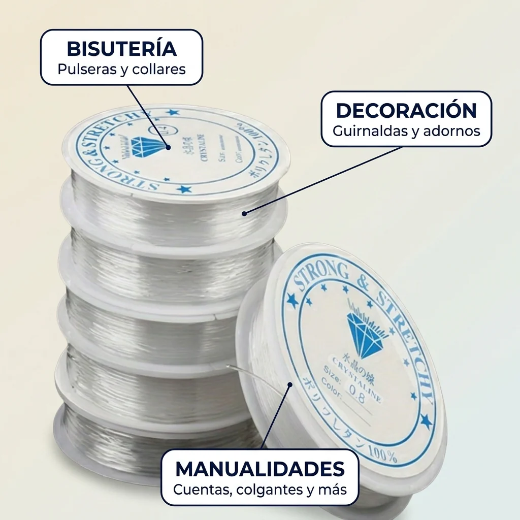 Hilo Nylon Transparente Resistente – Bisutería y Decoración - Image 3