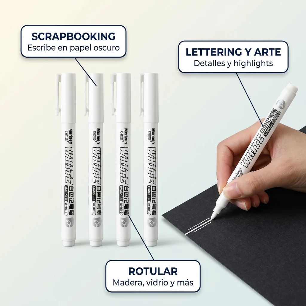 Marcadores de Tinta Blanca Permanente – Cubren Sobre Negro - Image 3