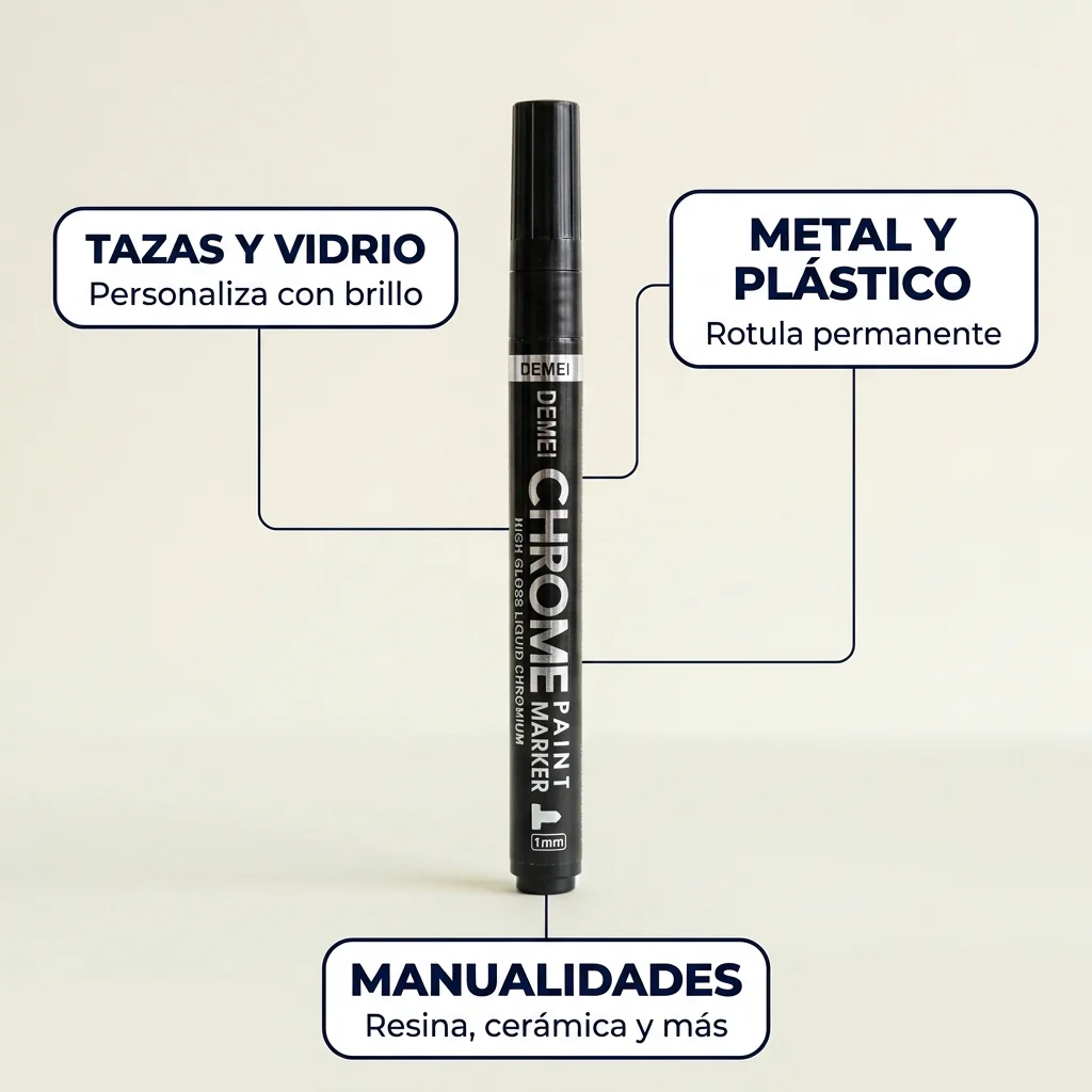Marcadores Efecto Espejo Cromado – Personaliza Vidrio y Tazas - Image 3