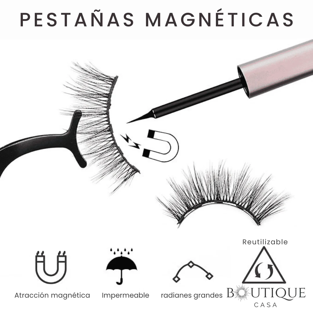 Kit Pestañas Magnéticas Reutilizables x3 + Delineador + Aplicador | MagnaLash™ - Image 3