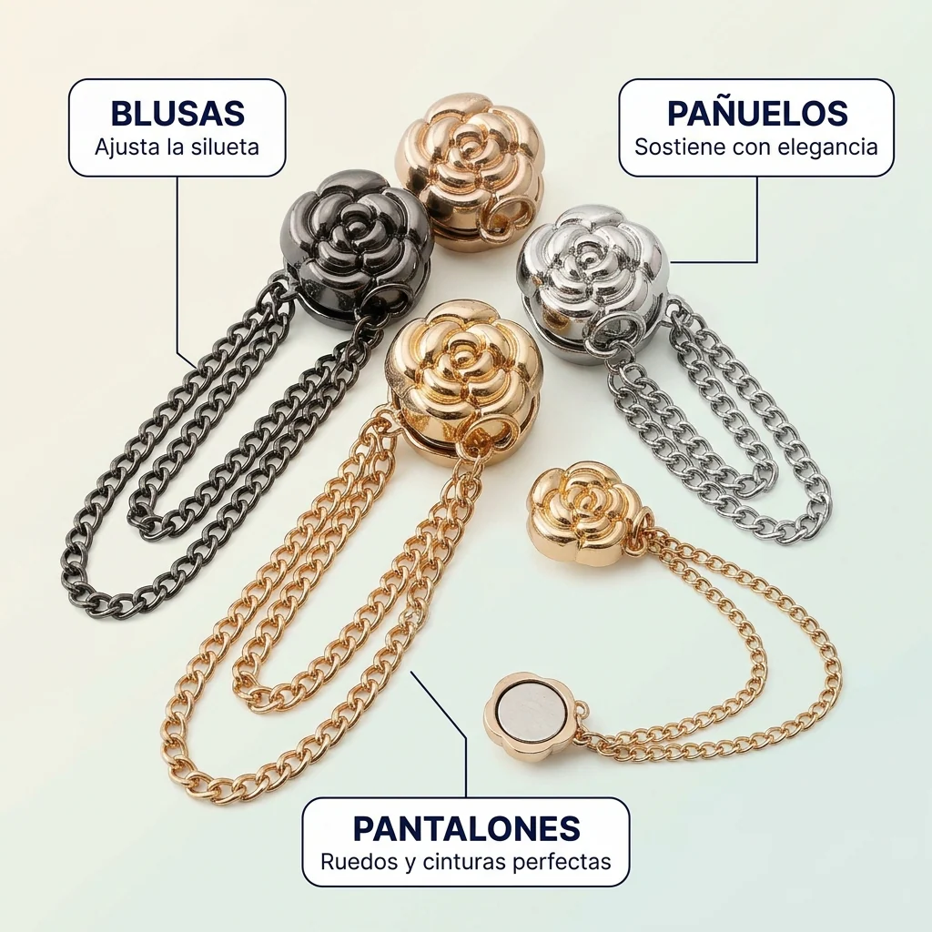 Pinzas Magnéticas Decorativas Flor de Camelia – Ajusta tu Look - Image 3